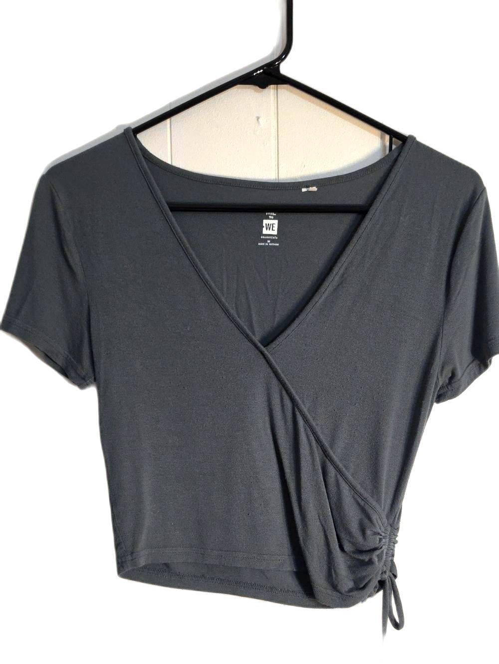 Me to We Green Wrap Crop Top with Side Tie